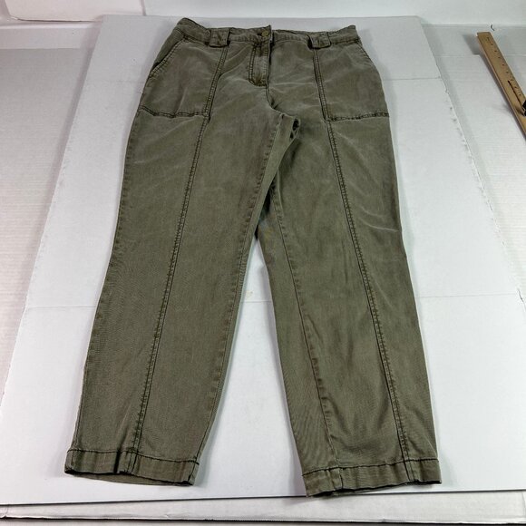 Joie Pants Women's 32x26* High Rise Front Seam Crop Green Stretch Chinos Tag L - Picture 1 of 16